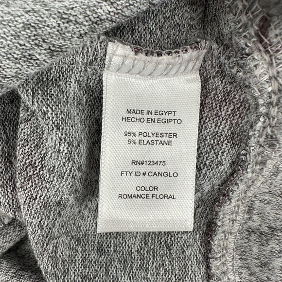 Ellen Tracy Womens Gray/Red Romance Floral Print V-Neck Long Sleeve Top Size L - Picture 7 of 9